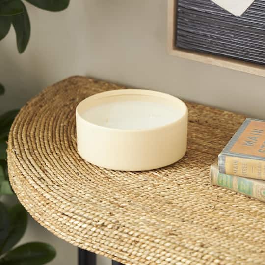 Ivory and Iris 22oz. Beige with White Wax 3 Wick Rose Blossom & Sandalwood Scented Metal Candle